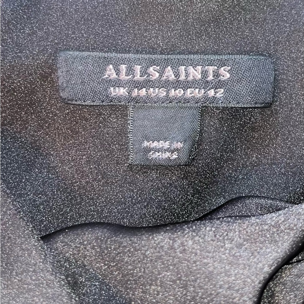 ALL SAINTS Slip Dress Drawstring Black Midi Sz 10 - Picture 5 of 11